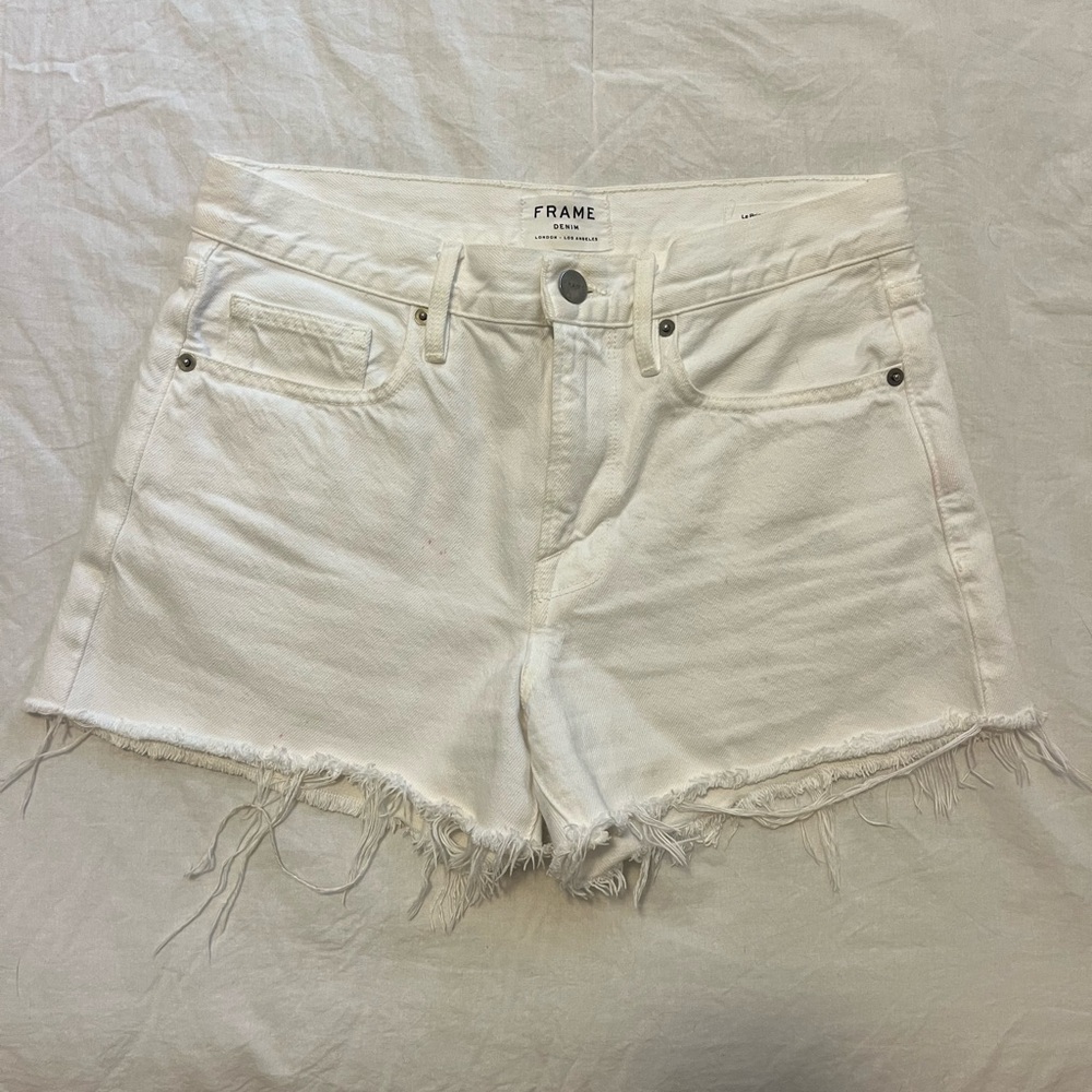Frame Denim Women's Frayed White Jean Shorts